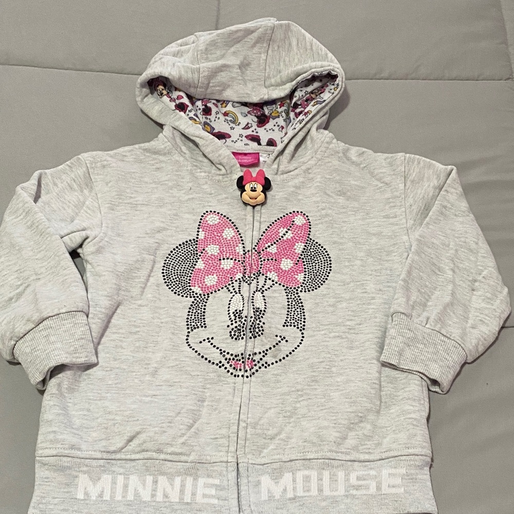 Disney Minnie Mouse Light Gray Kids Hoodie